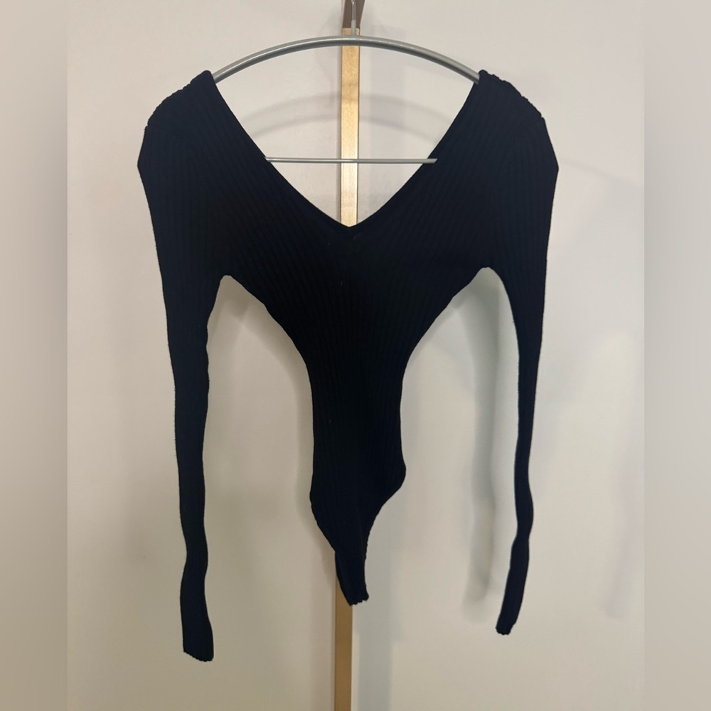 Black Knit Longsleeve Bodysuit